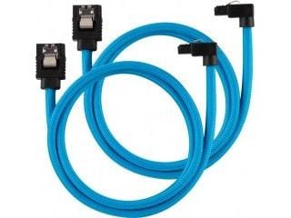 CORSAIR - SATA-kabel - Serial ATA 150/300/600 - SATA (han) lige, haspet til SATA (han) vinklet - 60 cm - blå (pakke med 2)