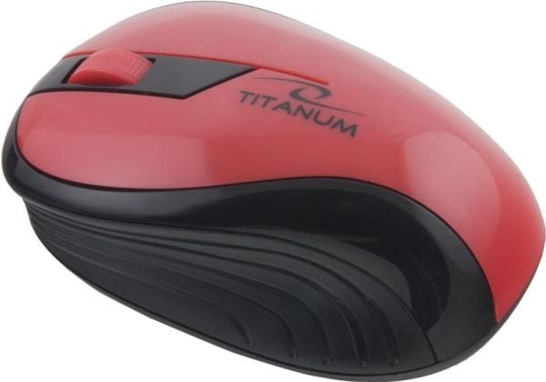 Titanum Rainbow 3D - Mus - optisk - 3 knappar - trådlös - 2.4 GHz - trådlös USB-mottagare - röd