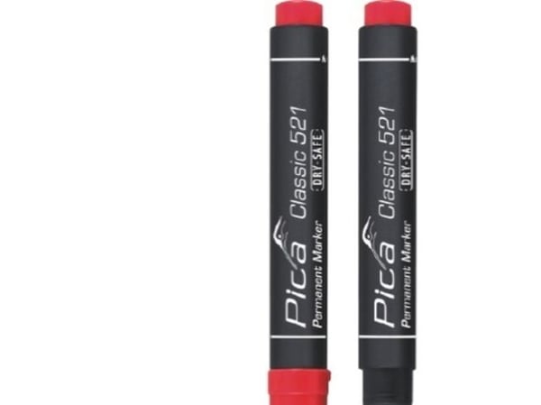PICA Classic Permanent marker DRY-SAFE 2-6mm skrå/flad spids rød - 1784272