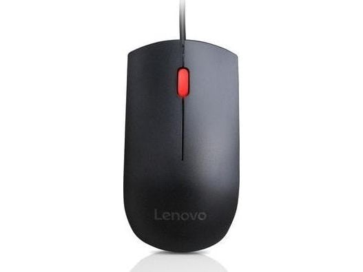 Lenovo Essential - Mus - höger- och vänsterhänta - optisk - 3 knappar - kabelansluten - USB - svart