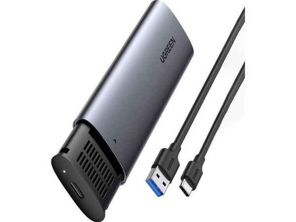 Ugreen 10903, SSD-kabinett, M.2, Serial ATA III, 5 Gbit/s, USB-tilkobling, Sort, Grå