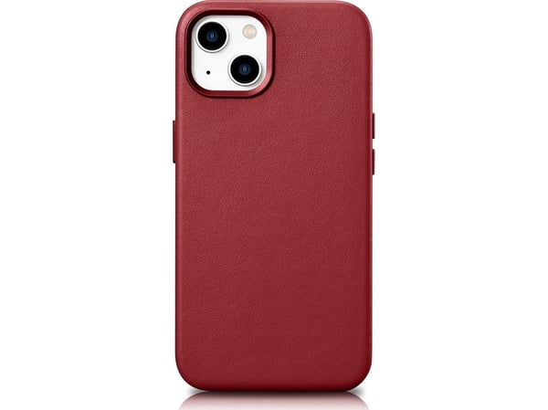 iCarer Nahkakotelo iPhone 14 Plus -puhelimelle punainen (MagSafe-yhteensopiva)