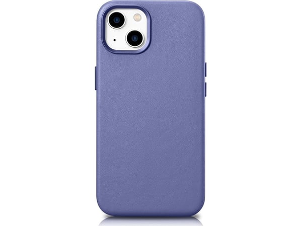 iCarer Case Skinndeksel naturlig skinnveske til iPhone 14 Plus lys lilla (kompatibel med MagSafe)