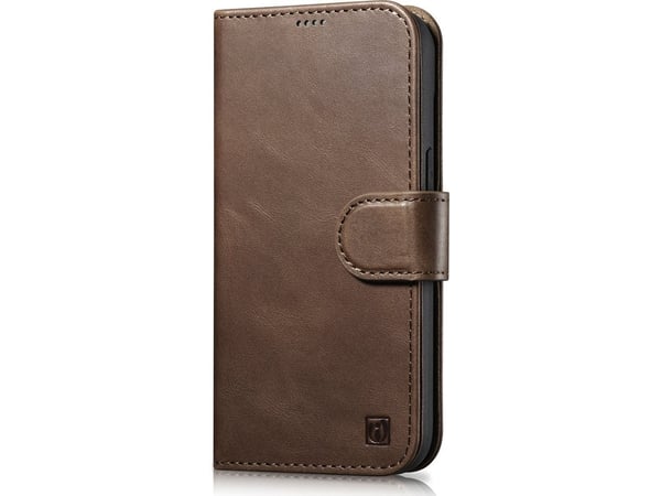 iCarer Oil Wax Lommebokveske 2-i-1 iPhone 14 Plus-deksel Lær Flip Cover Anti-RFID Brun (WMI14220723-BN)