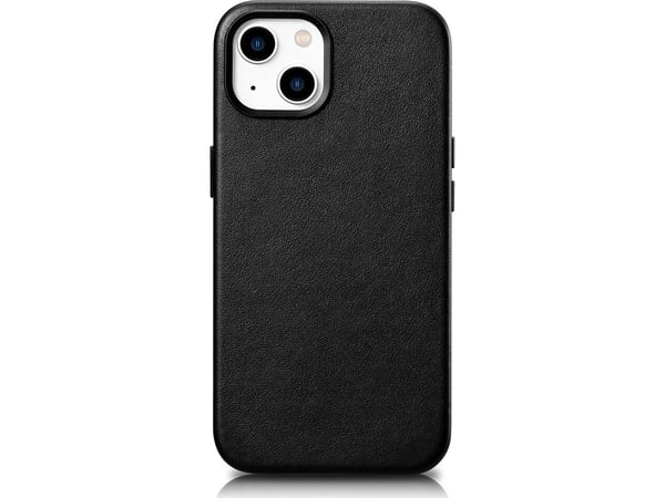 iCarer etui i ekte lær til iPhone 14 Plus ekte lær etui svart (kompatibelt med MagSafe)
