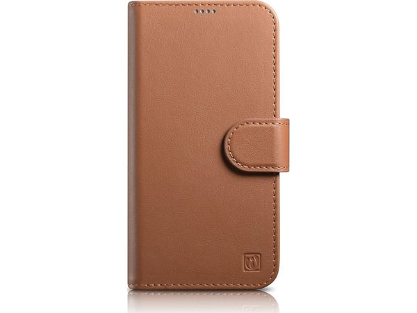 iCarer Lompakko Kotelo 2in1 iPhone 14 Pro nahkakotelo Anti-RFID läppä ruskea (WMI14220726-BN)