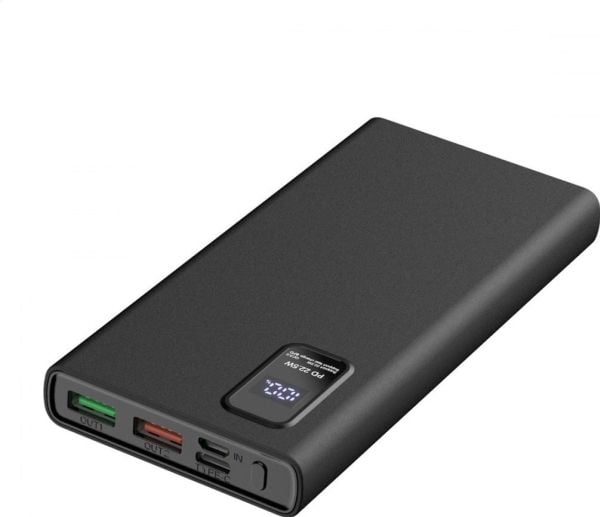 Platinet powerbank 10000mAh PD QC LED, svart