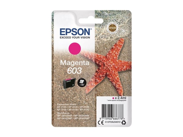 Epson Singlepack Magenta 603 Ink, Perusvärintuotto, Magenta, 2,4 ml, 1 kpl, Kertapakkaus
