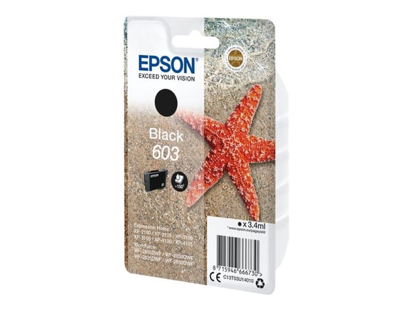 Epson Singlepack Black 603 Ink, Perusvärintuotto, Musta, 3,4 ml, 1 kpl, Kertapakkaus