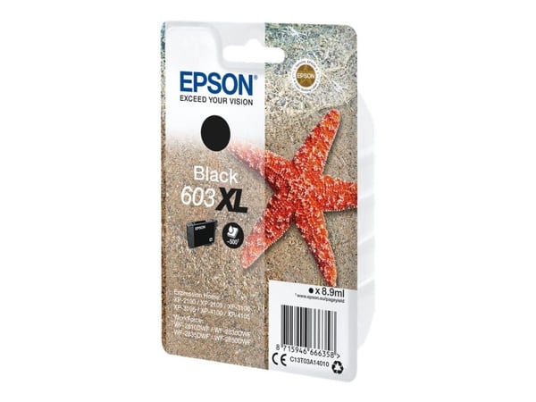 Epson Singlepack Black 603XL Ink, High (L) Yield, Musta, 8,9 ml, 1 kpl, Kertapakkaus