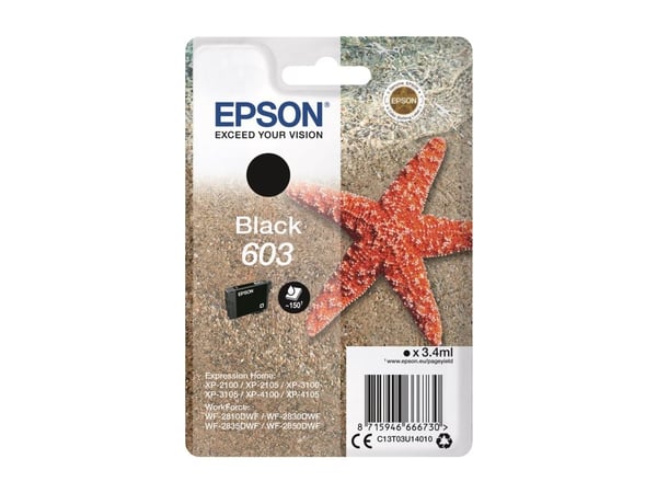 Epson Singlepack Black 603 Ink, Perusvärintuotto, Musta, 3,4 ml, 1 kpl, Kertapakkaus