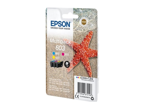 Epson Multipack 3-colours 603 Ink, Perusvärintuotto, 2,4 ml, 130 sivua, 1 kpl, Monipakkaus