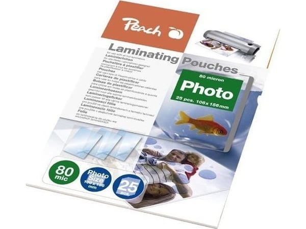 Peach - 80 mikroner - 25-pack - glanset - 100 x 150 mm lamineringspunger