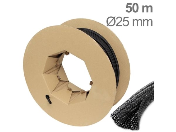 TRU COMPONENTS TC-12352464 T24CA015 Strømpeflexslange Sort Polyester 25 til 26 mm 50 m