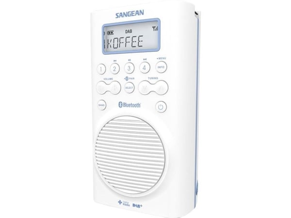 Sangean Aquatic 205, Klokke, DAB+, FM, Hvit, Vanntett