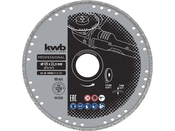 kwb 720840, Kappeskive, Aluminium, Rustfritt stål, Stål, Alle merker, 2,22 cm, 23 cm, Grå