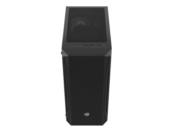 Fury Shobo SH4 RGB - Midi-tårn - ATX - sidepanel med vindu (herdet glass) - ingen strømforsyning (ATX) - svart - USB/lyd