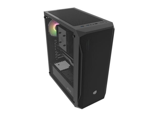 Fury Shobo SH4 RGB - Midi-tårn - ATX - sidepanel med vindu (herdet glass) - ingen strømforsyning (ATX) - svart - USB/lyd