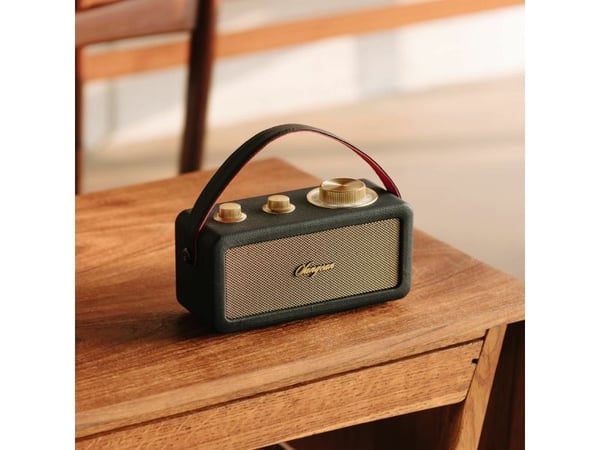 Sangean RA-101 FM-radio med Bluetooth-høyttaler, oppladbar, svart/gull
