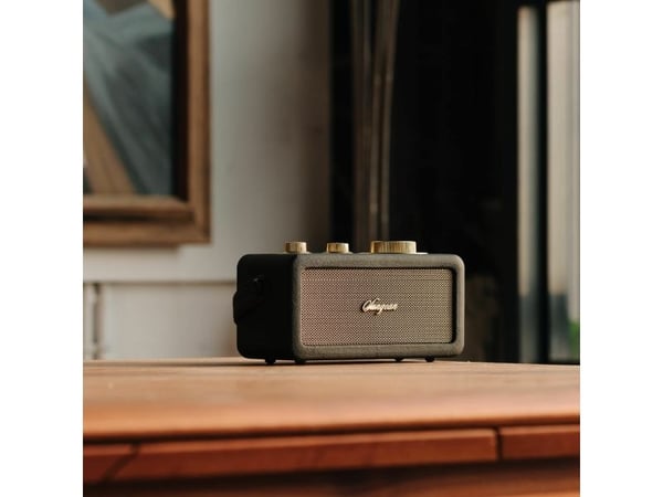 Sangean RA-101 FM-radio med Bluetooth-høyttaler, oppladbar, svart/gull