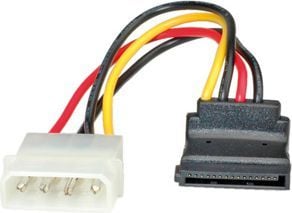 ROLINE 11.03.1061, Molex (4-pin), SATA 15-pin, 0,1 m, Hankjønn, Hankjønn, Sort, Rød, Hvit, Gult