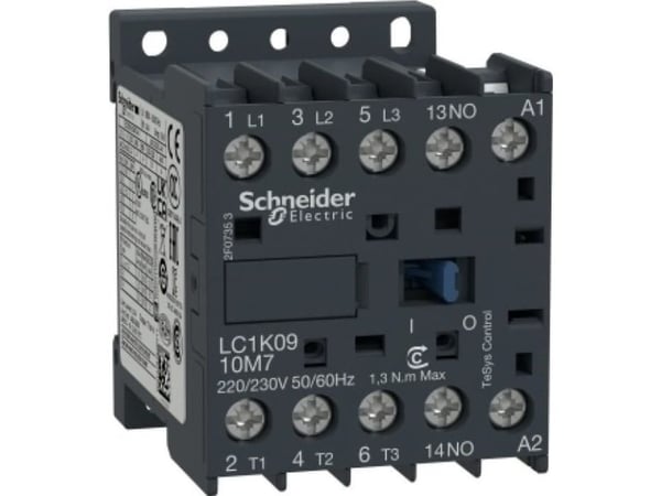 Schneider Electric Strømkontaktor 9A 3P 230V AC 50Hz 1Z LC1K0910P5