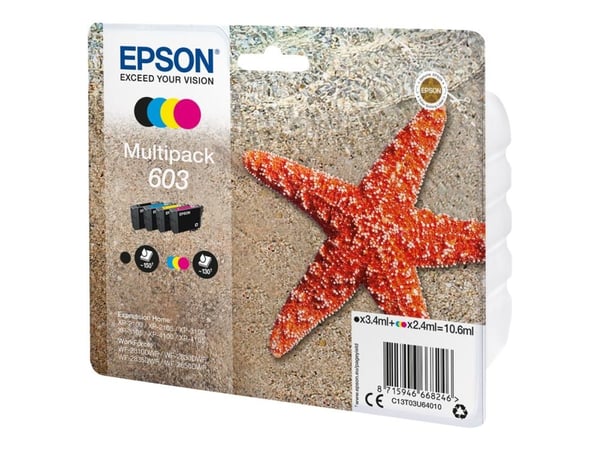 Epson Multipack 4-colours 603 Ink, Perusvärintuotto, 3,4 ml, 2,4 ml, 150 sivua, 1 kpl, Monipakkaus