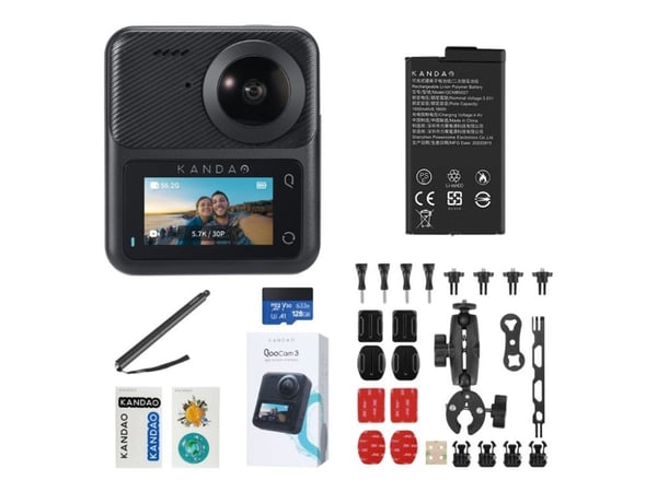 Kandao QooCam 3 - Motorcycle Combo - 360 actionkamera - 5.7K / 30 fps - Wireless LAN, Bluetooth