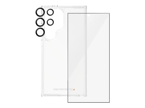 PanzerGlass - 3-i-1 beskyttelsespakke - baksidedeksel for mobiltelefon - ultrabred passform med EasyAligner - D3O Bio, 100 % resirkulert plast - me...