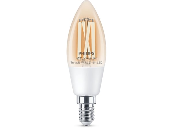 Philips Smart - LED-glödlampa med filament - form: C35 - klar finish - E14 - 4.9 W (motsvarande 40 W) - klass F - tonbar vit - 2700-6500 K