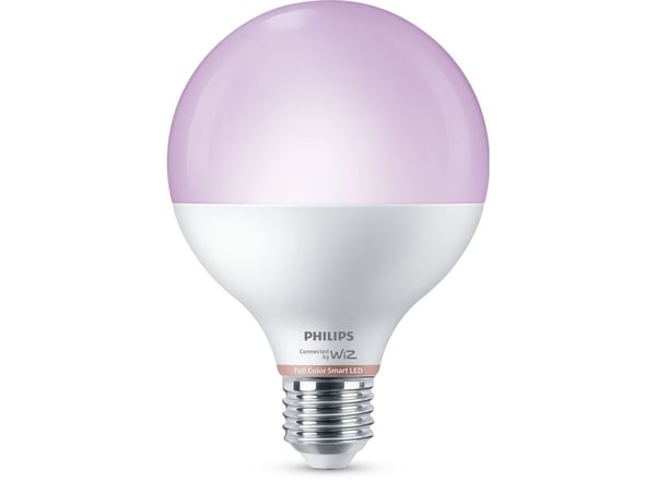 Philips Smart LED-lampa RGB G95, E27-sockel, 1055 lm, Wi-Fi/Bluetooth, Vit, Wi-Fi 4 (802.11n), 802.11b, 802.11g, LED, Plast, E27