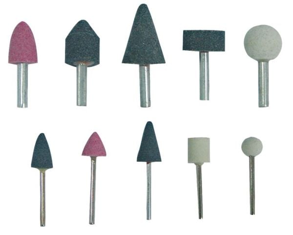 Megas sliphjul/sten för skaft 3 och 6 mm set 10 st (44910)