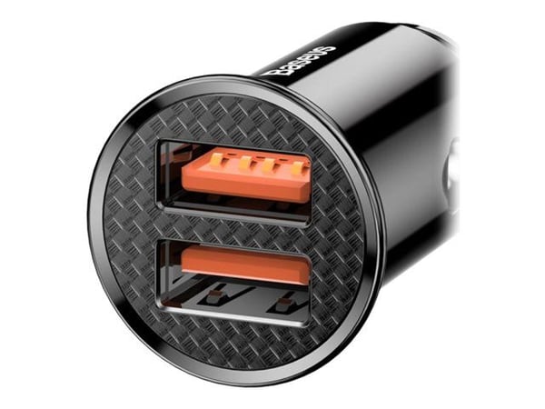 Baseus - Strömadapter för bil - 30 Watt - 5 A - QC 3.0 - 2 utdatakontakter (2 x USB) - svart