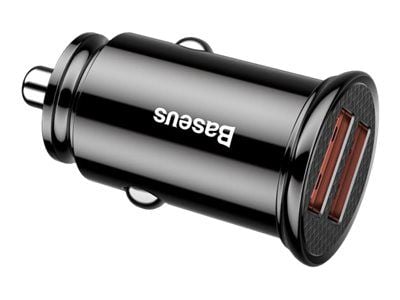 Baseus - Strömadapter för bil - 30 Watt - 5 A - QC 3.0 - 2 utdatakontakter (2 x USB) - svart