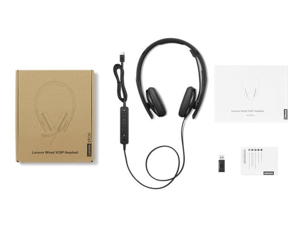 Lenovo - VoIP-håndsett - on-ear - kablet - USB-C - svart