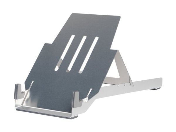 R-Go Laptop stand Riser Basic - Notebookstativ - ergonomic folding and adjustable, AGR certified, lightweight Hylite aluminum - 10" - 22" - sølv
