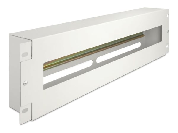 Delock 19" effektbrytarlist med lock och topphattskena 3 U metallgrå
