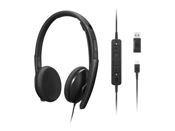 Lenovo - VoIP-håndsett - on-ear - kablet - USB-C - svart