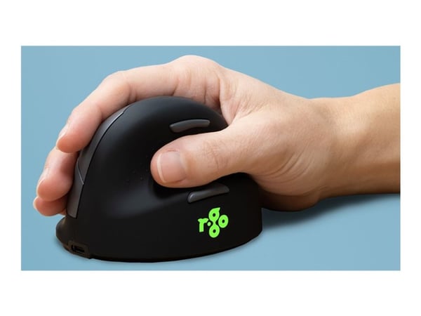 R-Go Ergonomic mouse HE Break - Vertikal mus - ergonomisk - høyrehendt - 5 knapper - trådløs - Bluetooth 5.0 - svart