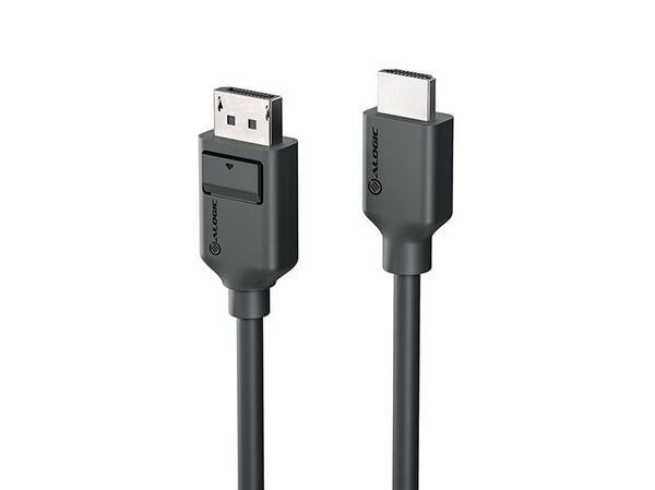 ALOGIC Elements -sarja - Sovitinkaapeli - DisplayPort-uros-HDMI-uros - 1 m - tummanharmaa - 4K30 Hz -tuki, 1920 x 1080 144 Hz:n tuki, 3D-videotuki