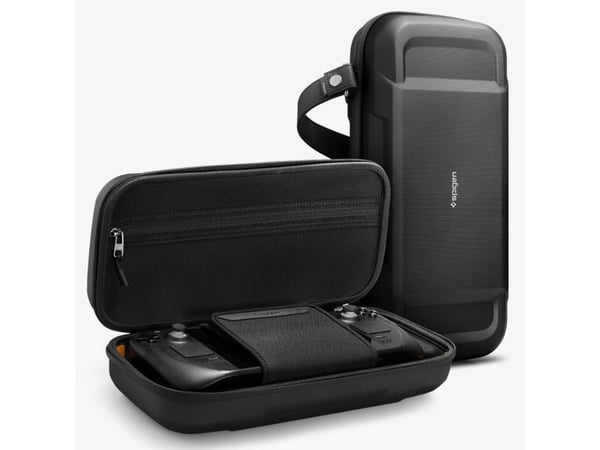 Spigen Rugged Armor Pro Sleeve, Veske beholder, Damp, Sort, EVA ( Ethylene-vinyl-acetat), Polyurethan, Steam Deck, Fallsikker, Ripebestandig
