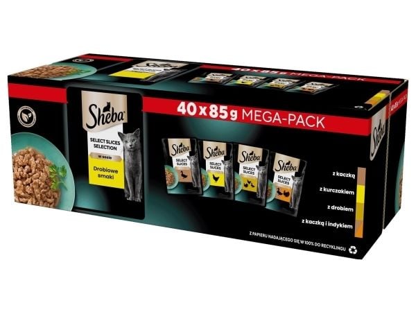 SHEBA Selection Select Slices Fjærfesmak - våtfôr til katter - 40 x 85g