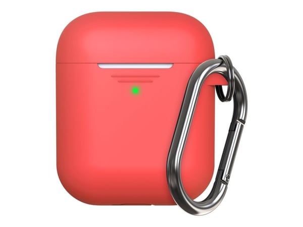 KeyBudz Elevate Keychain - Eske for trådløse øreplugger - bløtberøringssilikon - rød - for Apple AirPods (1. generasjon, 2. generasjon)
