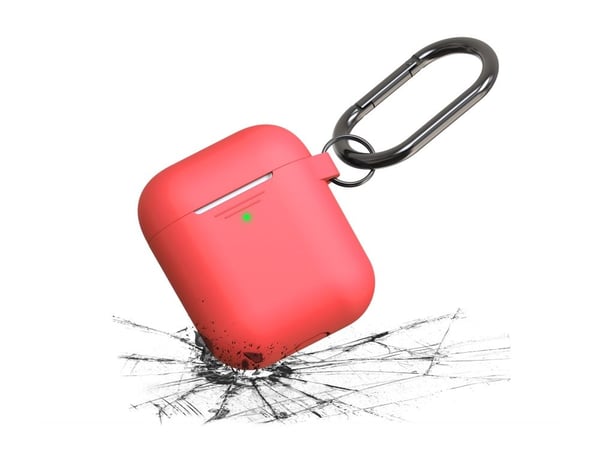 KeyBudz Elevate Keychain - Eske for trådløse øreplugger - bløtberøringssilikon - rød - for Apple AirPods (1. generasjon, 2. generasjon)
