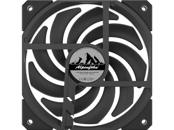Alpenföhn JetStream Slim, Vifte, 12 cm, 400 RPM, 1800 RPM, 89,4 m³/t, Svart