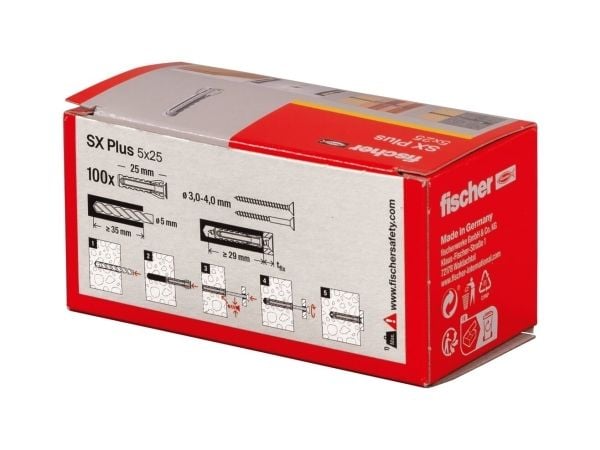 Fischer 568005, Ekspansjonsanker, Lettbetong, Murstein, Betong, Gipsfiberplate, Murverk, Nylon, Grå, Tyskland, 5 mm