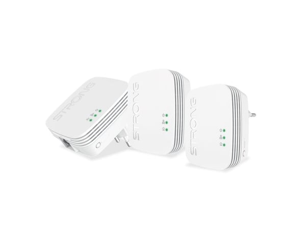 Strong Powerline 600 Triple - Mini - strømlinjeadaptersett HomePlug AV (HPAV) - veggpluggbar