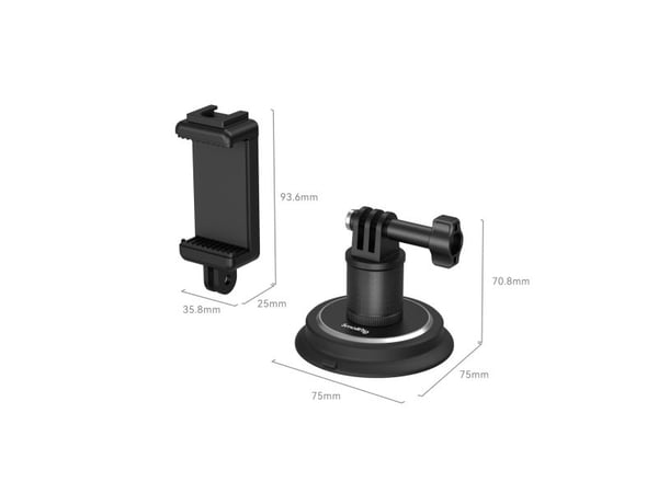 SmallRig 4347, Brakett for sugekopp, svart, ABS, aluminium, silikon, 142 mm, 80 mm, 80 mm