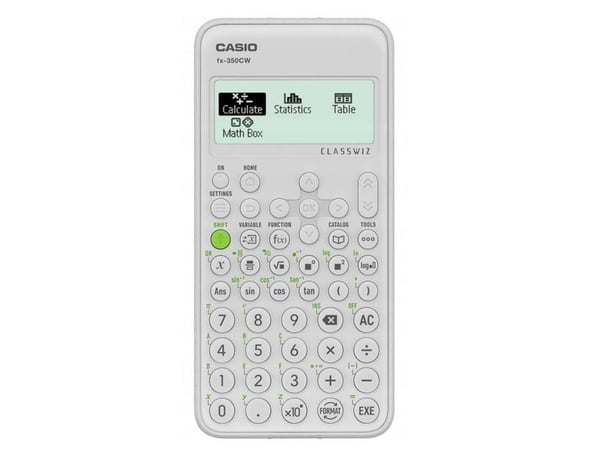 Casio fx-350CW, Lomme, Vitenskaplig, 12 sifre, Batteri, Hvit