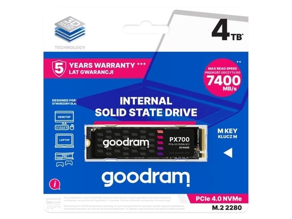 GOODRAM PX700 - SSD - 4 TB - intern - M.2 2280 - PCIe 4.0 x4 (NVMe)